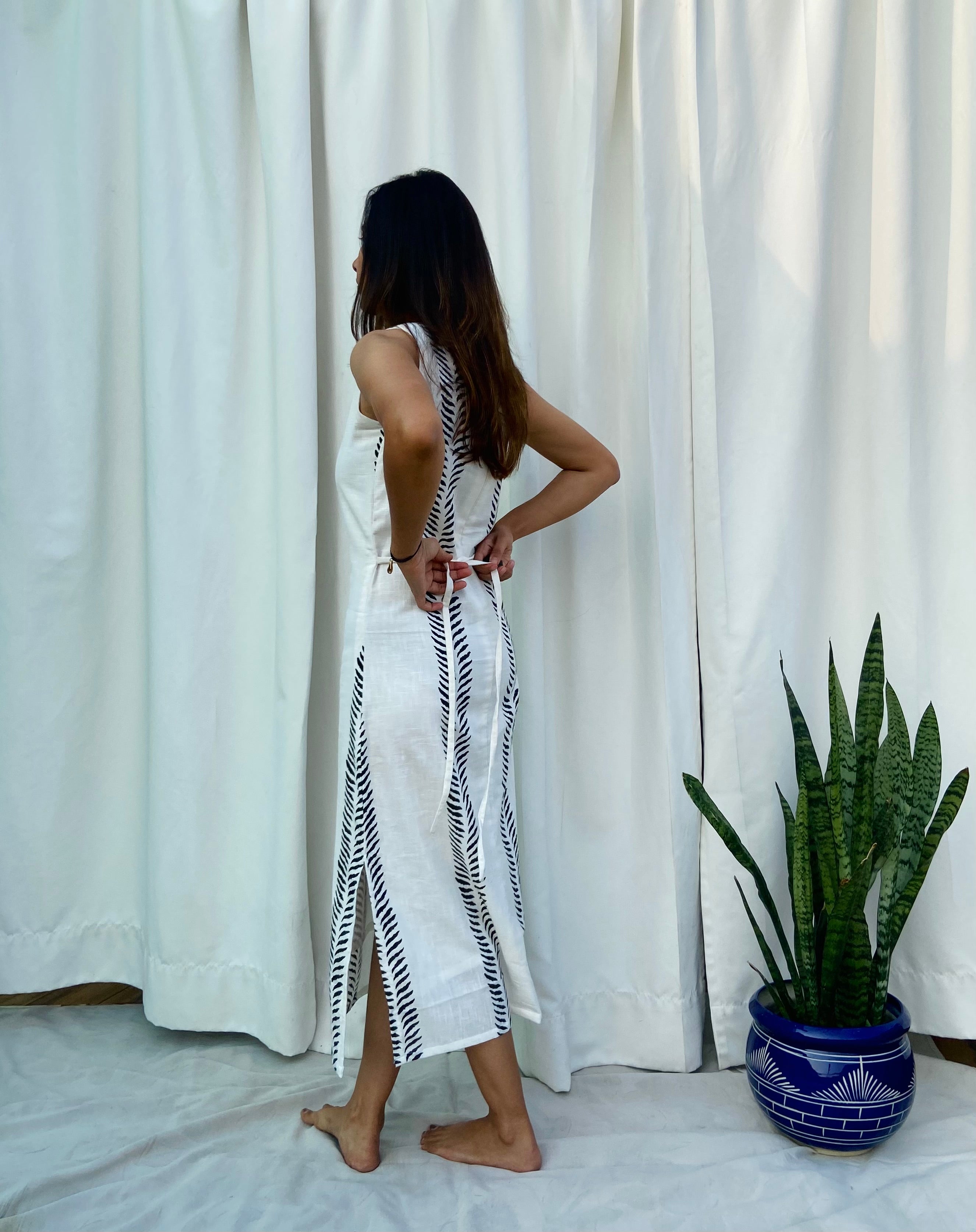 Leaf Block Printed Straight Fit Dress