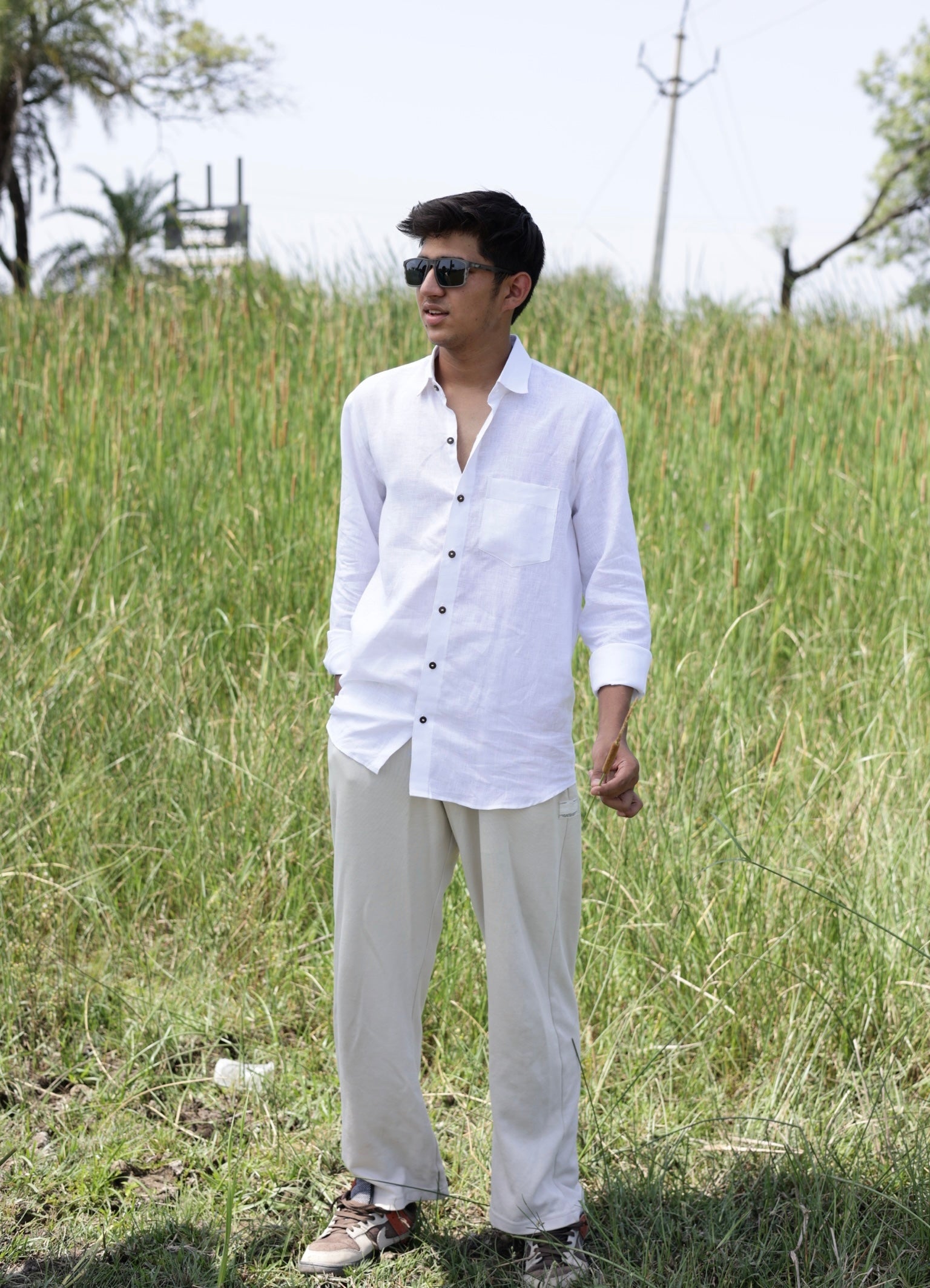 Crisp White Linen Shirt