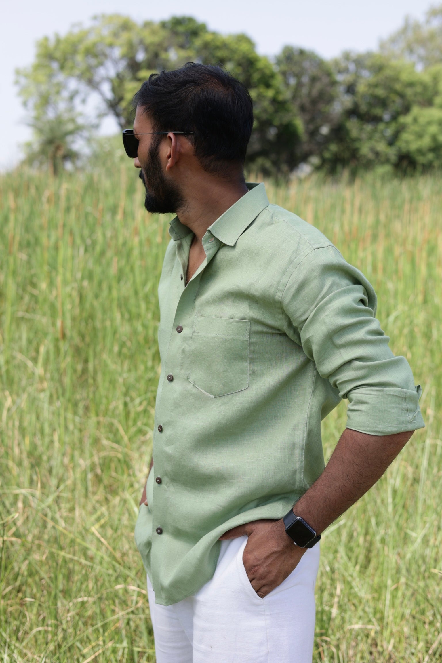 Sage Green Linen Shirt