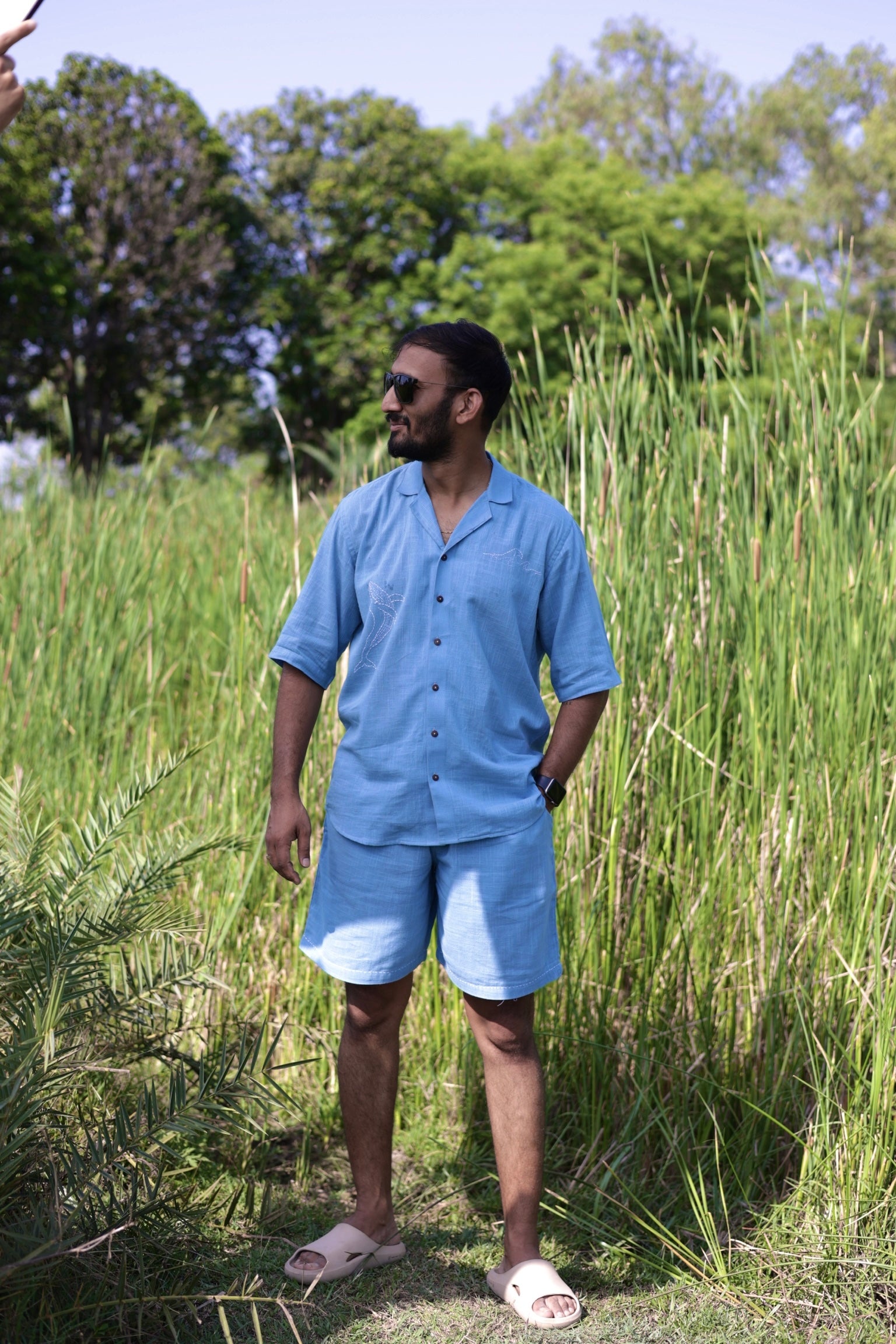 Ocean Breeze Embroidered Shirt & Shorts
