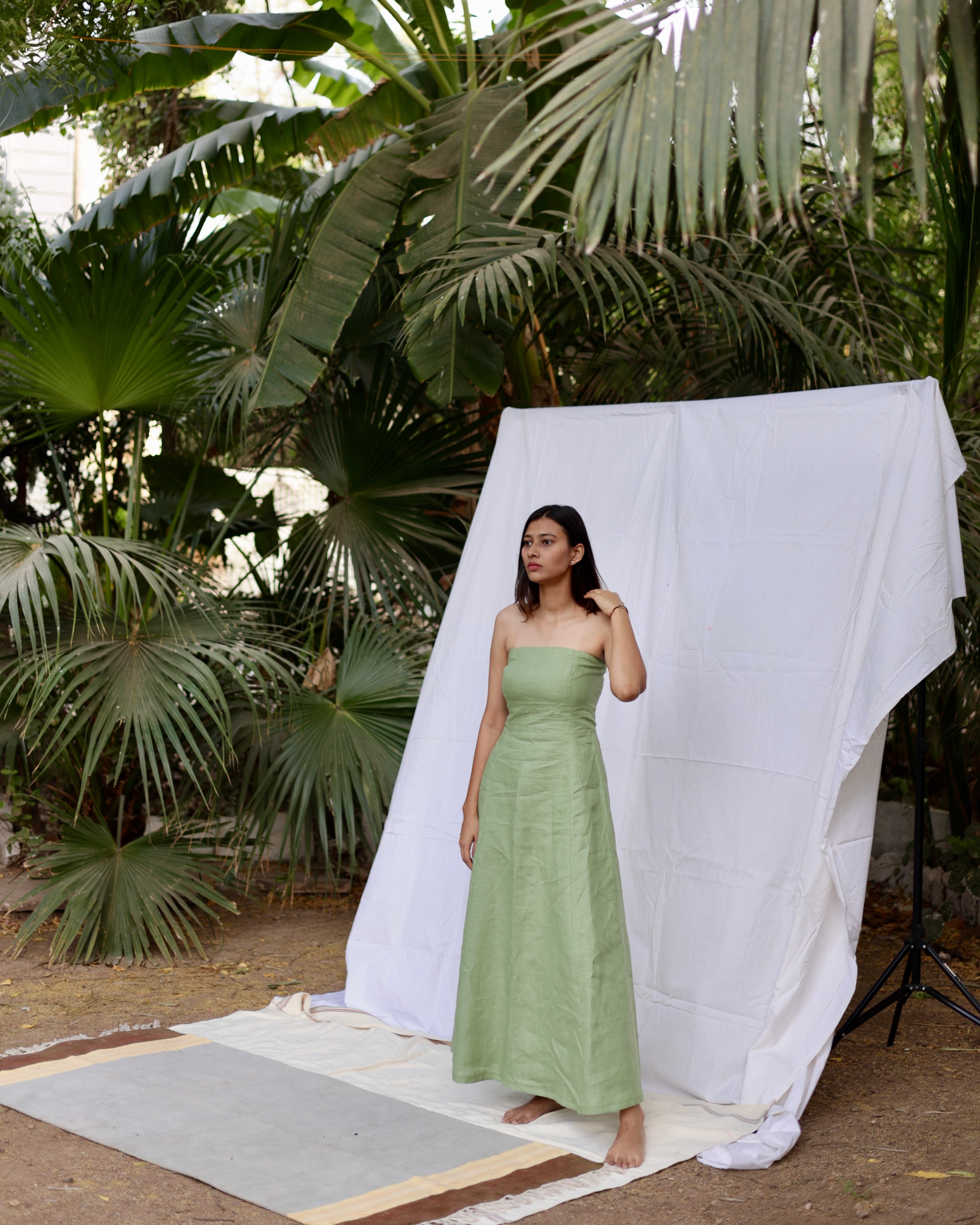 Sage Green Strapless Maxi Dress
