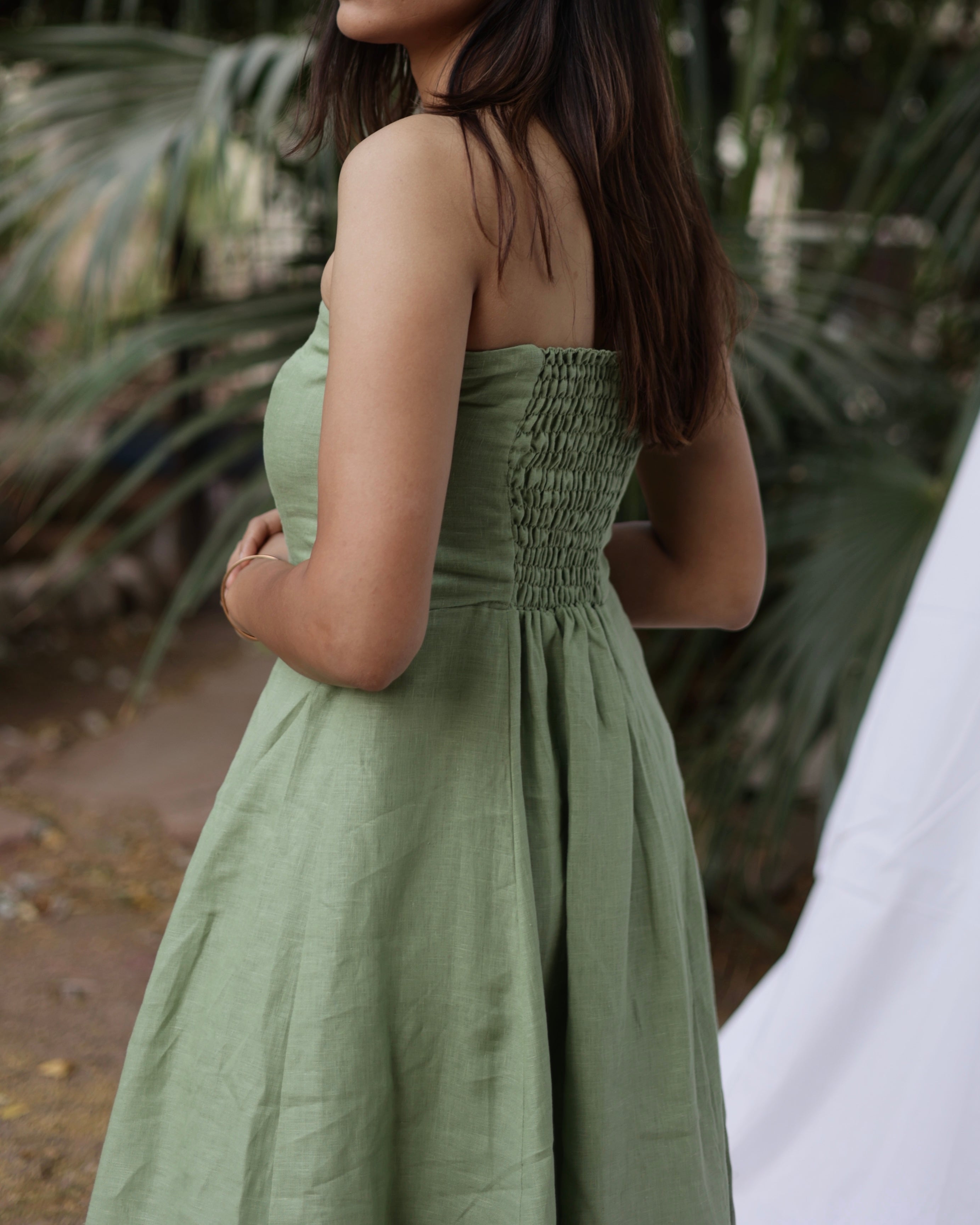 Sage Green Strapless Maxi Dress