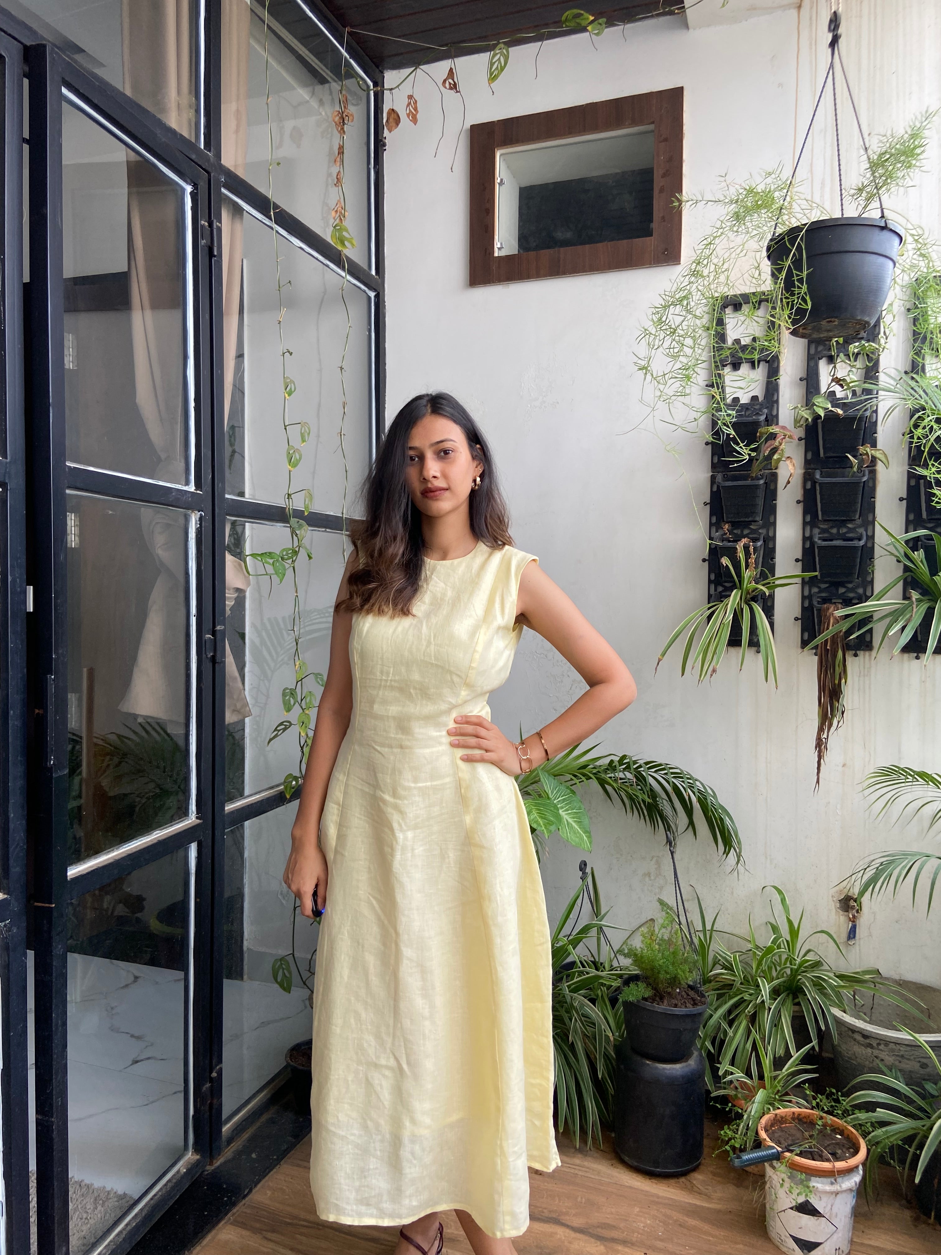 Butter Yellow Aline Midi Dress