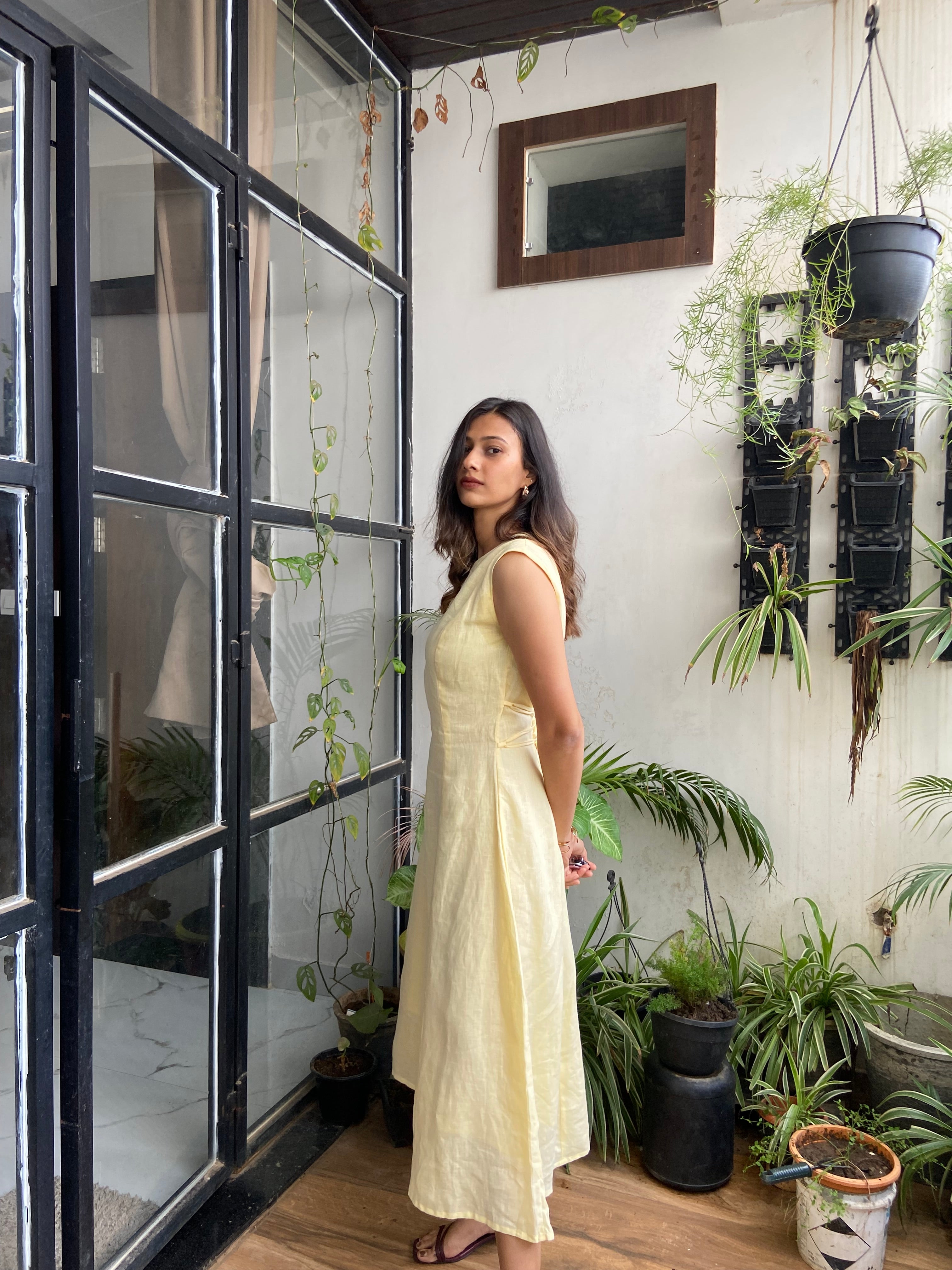 Butter Yellow Aline Midi Dress