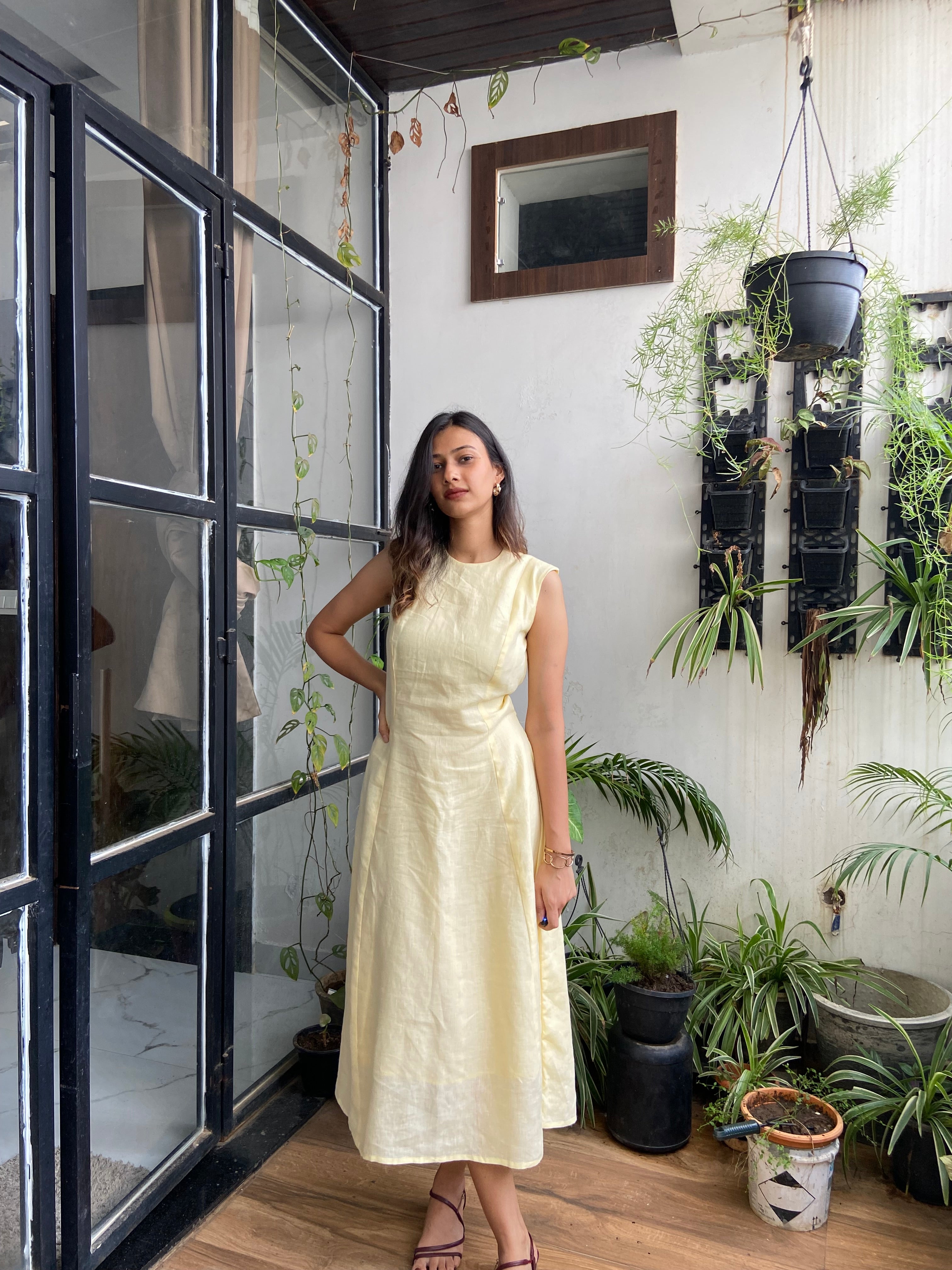 Butter Yellow Aline Midi Dress
