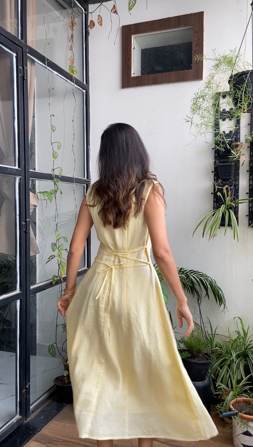 Butter Yellow Aline Midi Dress